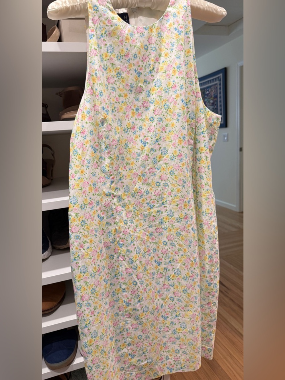 Vtg Ralph Lauren 90's Sleeveless Cotton Floral Sheath Dress Sz 14 Lined Washable - Picture 4 of 11